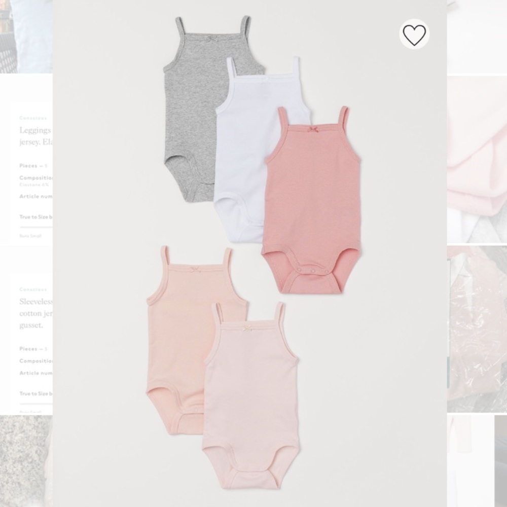 NWT. baby girl sleeveless onsies - 5 pack 4-6 mos